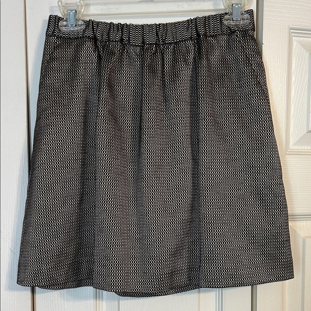 Madewell Black Gold Metallic Skirt XS Lined Elastic Waist Back Zip Party Skirt